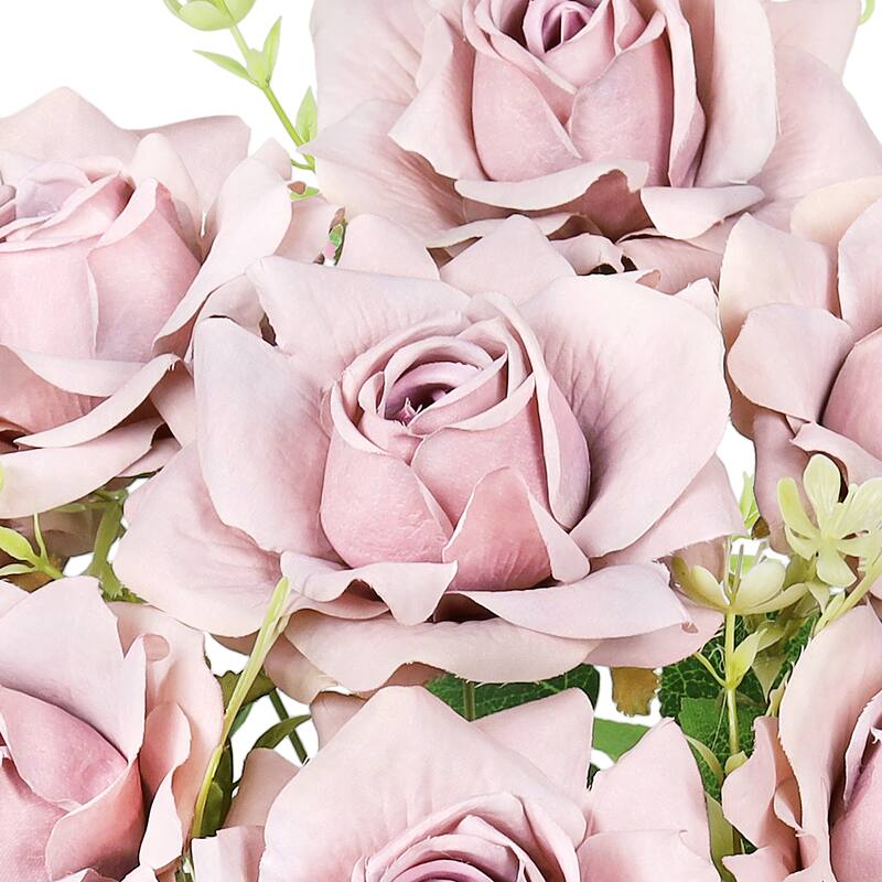 Set of 2 Hot Pink Artificial Gardenia Rose Flower Stem Bush Bouquet 17in - 17" L x 11" W x 11" DP