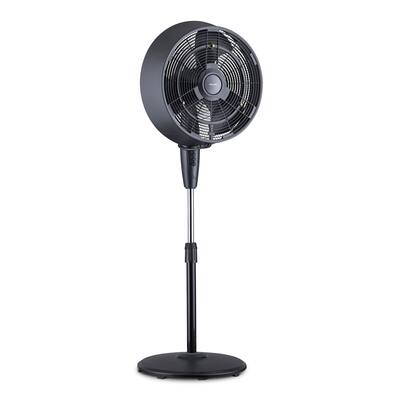 Newair Outdoor Misting Fan and Pedestal Fan in Black, Cools 500 sq. ft. with 3 Fan Speeds and Wide-Angle Oscillation