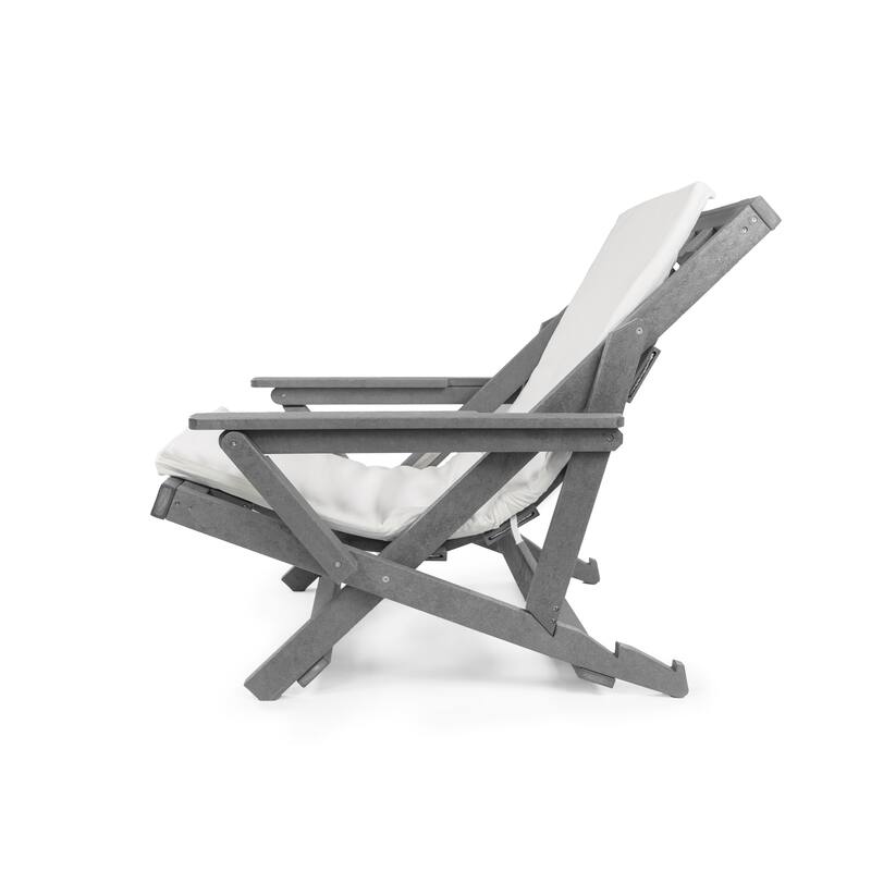 Aspen Fully Assembled All-Weather HDPE Outdoor Folding Lounge Chair with Removable Cushion