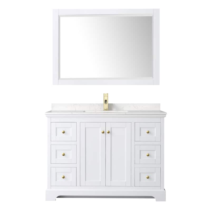 Avery 48 Inch Single Vanity, Cultured Marble Top, 46 Inch Mirror
