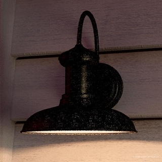 Luxury Industrial Chic Outdoor Wall Light, 12.375"H x 12"W, with Nautical Style Elements, Olde Iron Finish by Urban Ambiance