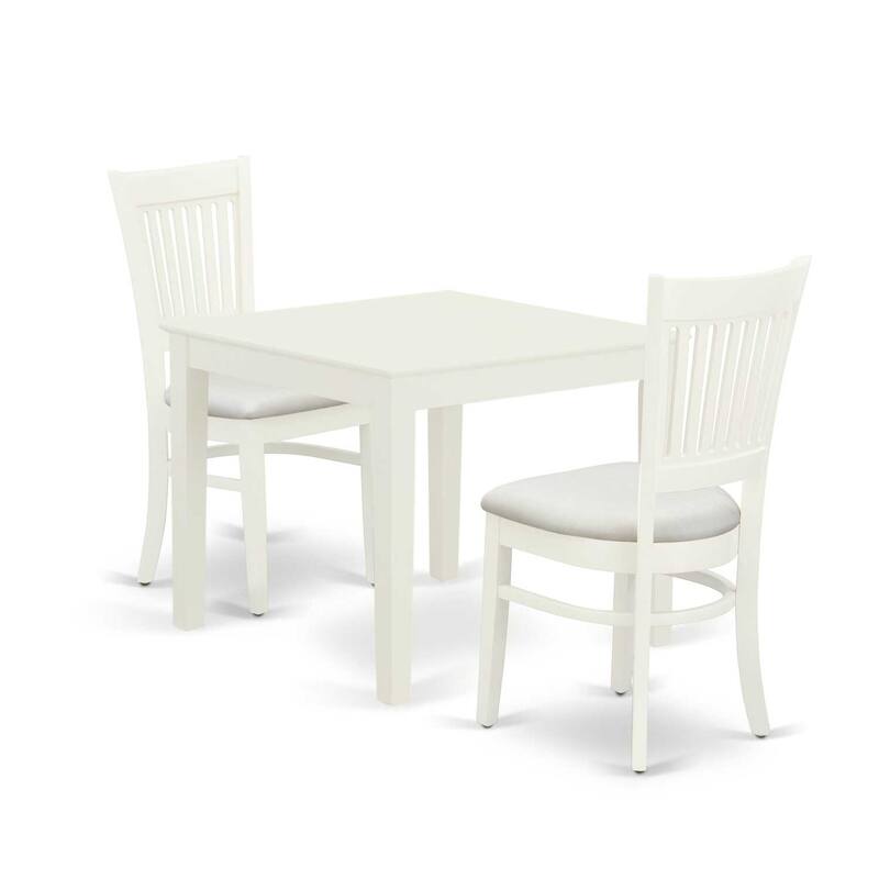 3-Piece Wood Dinette Set - Dining Table & 2 Chairs - Linen White Finish - Kitchen Table Set