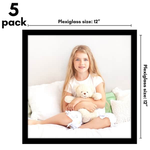dimension image slide 14 of 22, Americanflat 5 Pack of Picture Frames with Mat - Plexiglass Cover