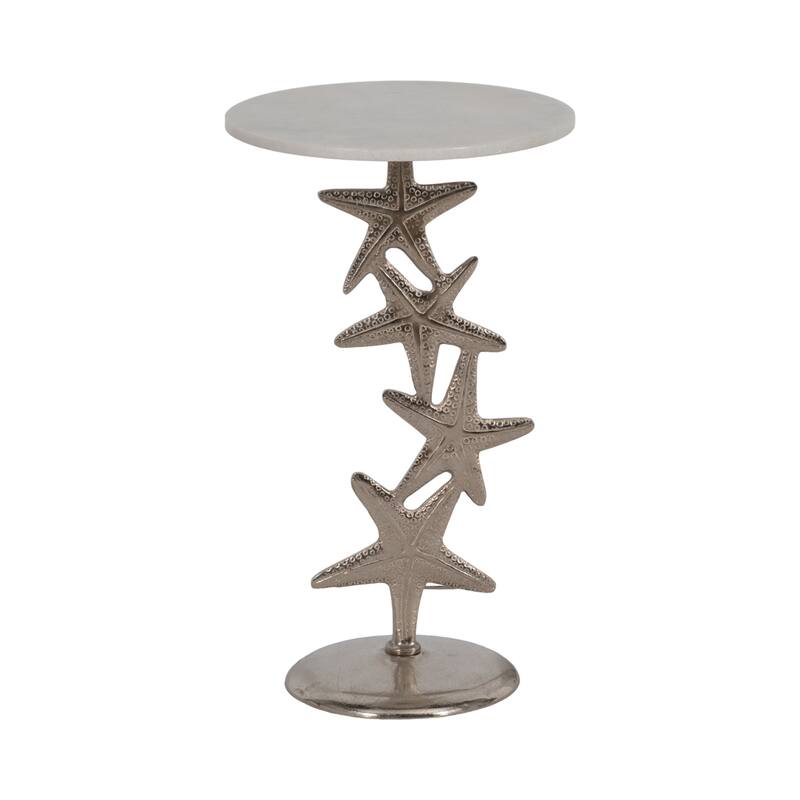 Sagebrook Home Coastal Accent Table Metal Aluminum Sculptural Starfish Base Nautical Inspired