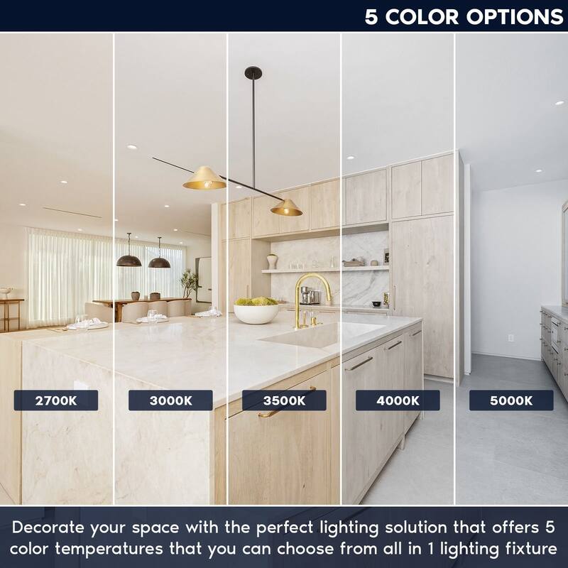 Luxrite 4 Inch Gimbal LED Recessed Light J-Box CRI90 18W 5CCT 2700K-5000K 1500 Lumens Dimmable IC Rated 6 Pack