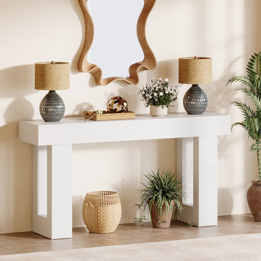 63-Inch Farmhouse Wooden Sofa Console Entryway Table for Living Room