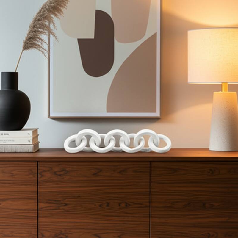 Metal Object Linked Rings Sculpture Interlocking Circular Chain Design