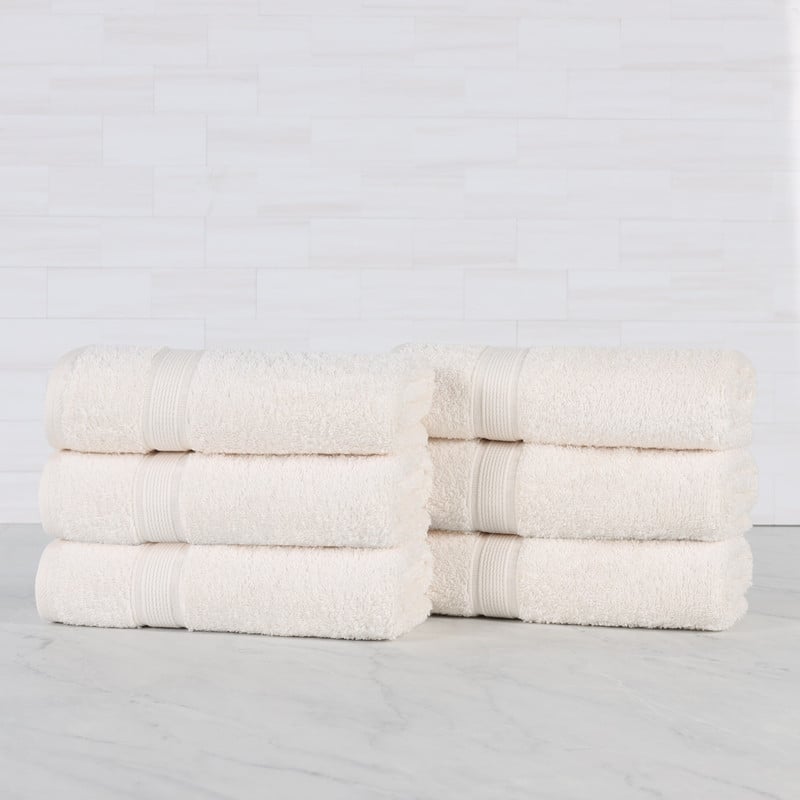 Superior Oregon Organic Cotton Solid Hand Towel, Set of 6 - Ivory