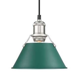 Yep by Golden Lighting Orwell 1-light 8in Pendant in Pewter and Pine Green shade - Small Pendant - 7"