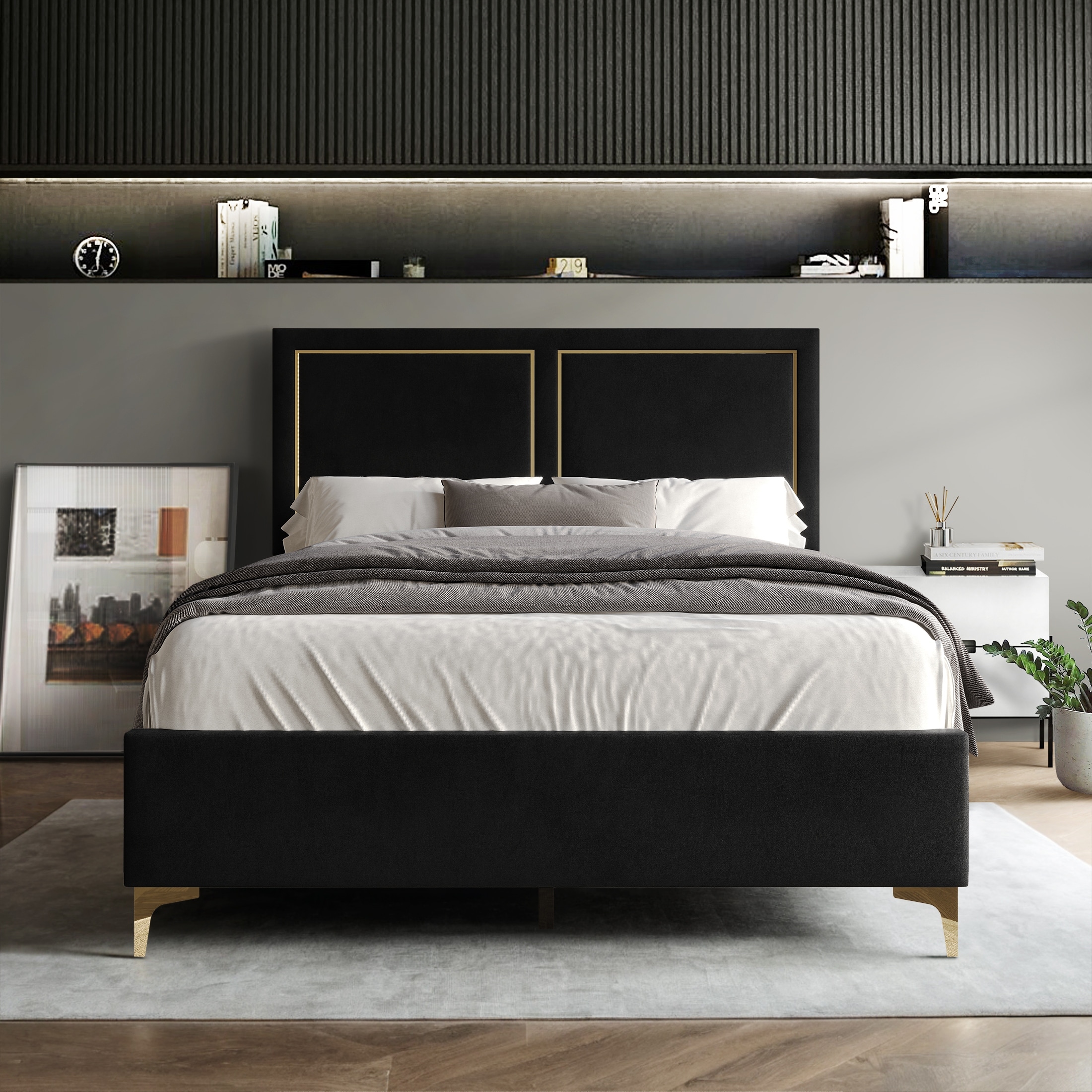 CraftPorch Minimalist Upholstered Velvet Bed