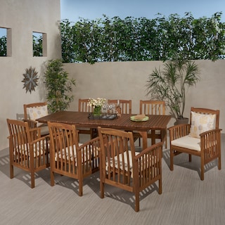 Sorrento Acacia Wood 9-piece Expandable Table Outdoor Dining Set by Christopher Knight Home