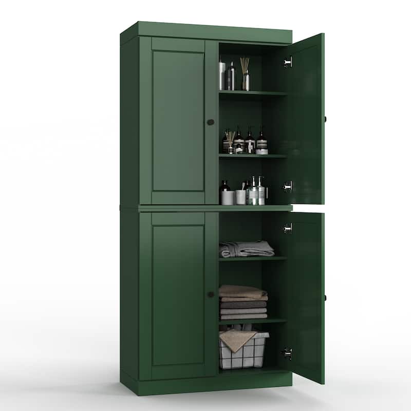 Palace Imports 100% Solid Wood Bathroom & Laundry Storage Cabinet, Raised Panel Doors, Adjustable Shelves, 32" Wide, 71.5" Tall
