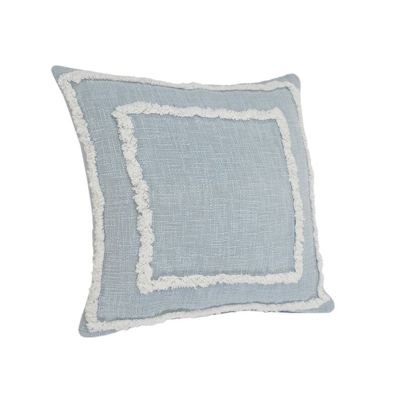 Sevita Guajira Contemporary Textured Sky Blue/White Cotton Throw Pillow