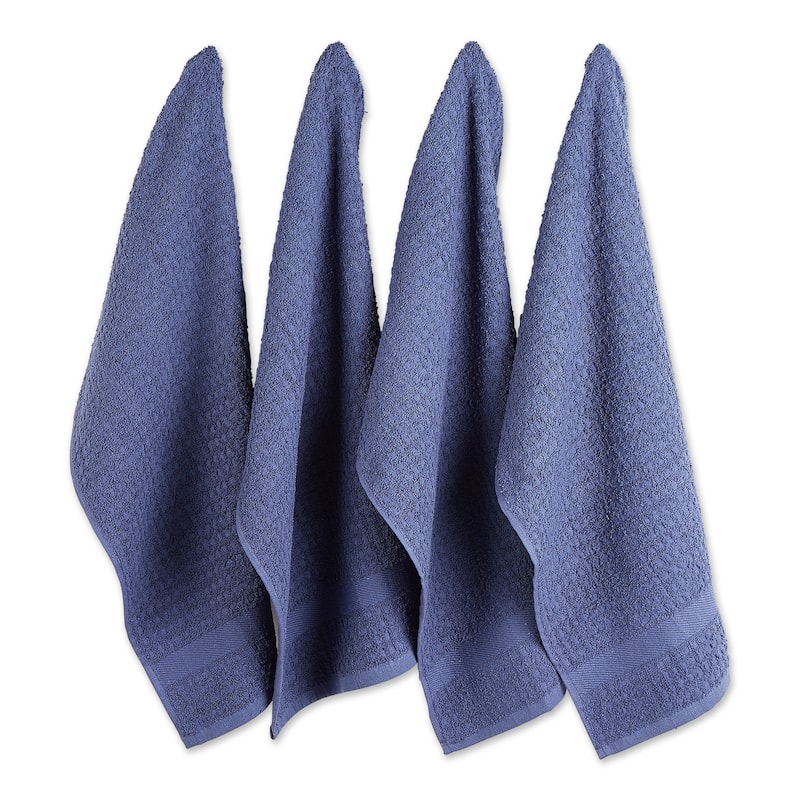 DII Solid Terry Waffle Dishtowel Set of 4 - French Blue