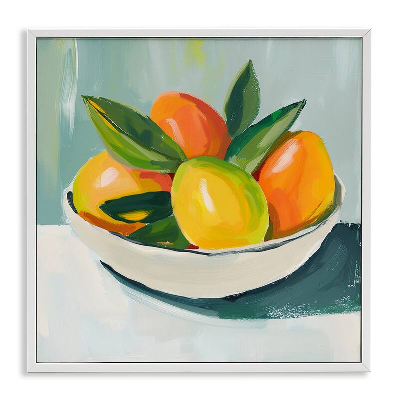 Stupell Bowl of Citrus Fruit Framed Giclee Art Design By Walker Noble - 17 x 17 - White