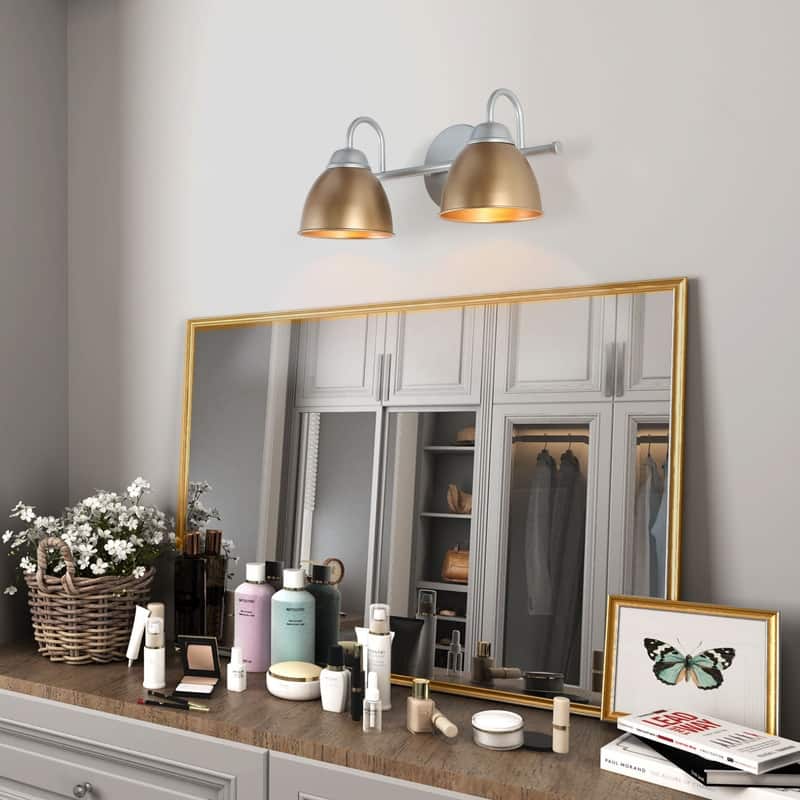 Mid-century Modern Bathroom Vanity Lights Bell Metal Shade Sconces Kitchen Sink Window