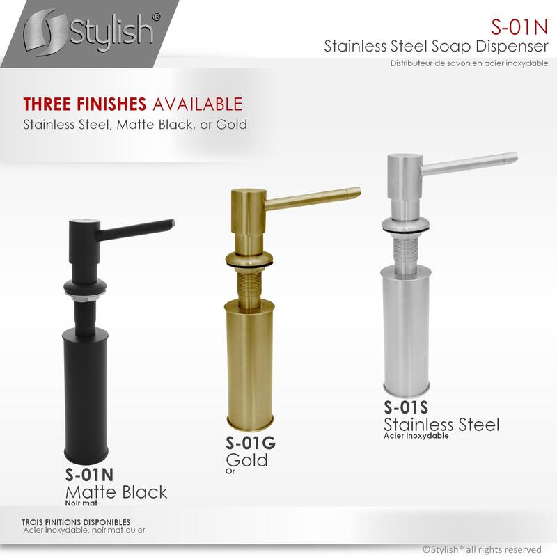 STYLISH Stainless Steel Soap Dispenser for Kitchen Sink. Pump Liquid Hand Lotion Dispenser