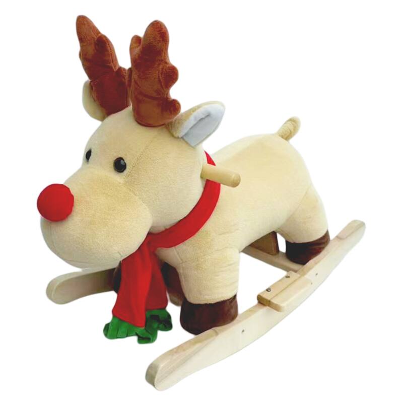 Anmytek Rocking Christmas Deer Toy Plush Interactive Toddler Rocker with Sound Motor Skills Gift