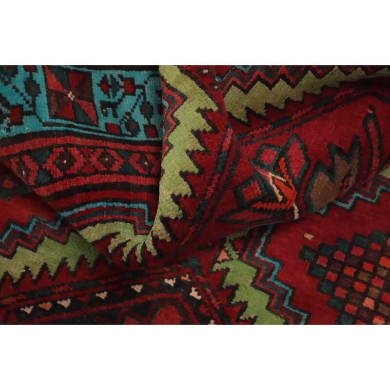 Hand Knotted Oriental 100% Wool Carpet Traditional Geometric Red Ardebil Runner Rug - 10' 8'' X 3' 4''
