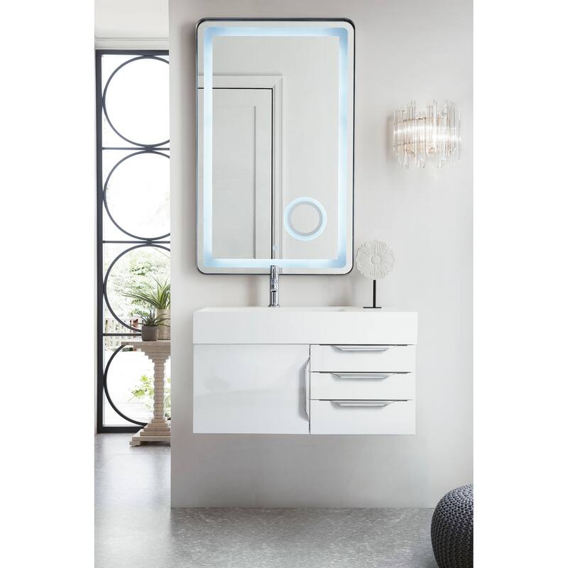 James Martin Vanities Mercer Island 36" Single Vanity, Glossy White with Brushed Nickel Hardware