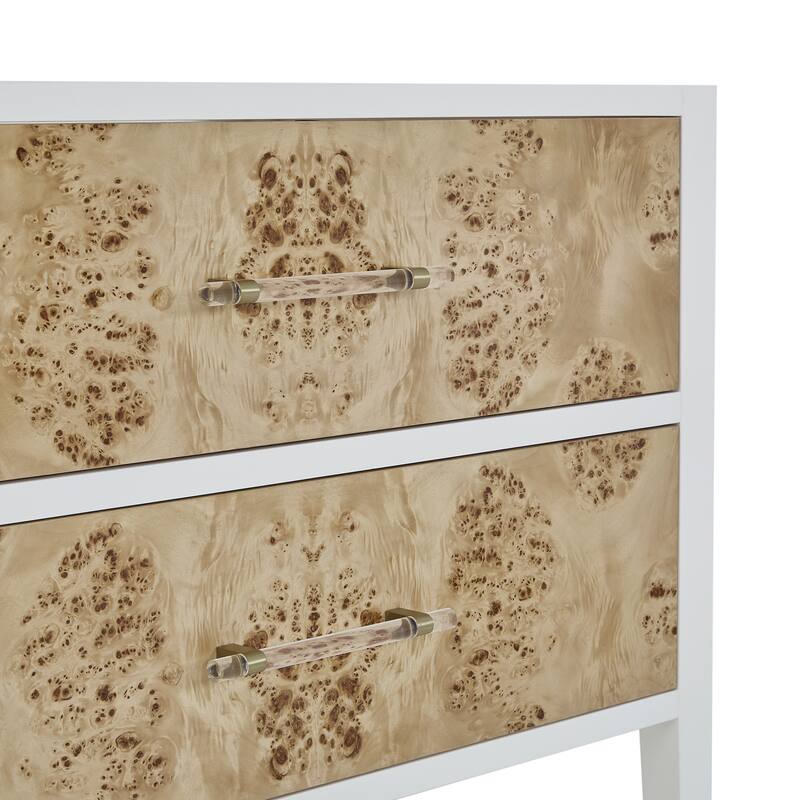 James Martin Vanities Olena 36" Single Vanity, Light Mappa Burl and Polished White