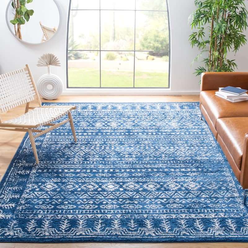 SAFAVIEH Tulum Luna Moroccan Boho Rug - 9' x 12' - Navy/Grey