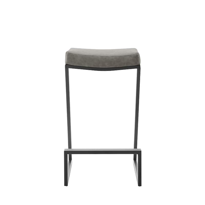 Alta Backless Counter Stool, Z Black Iron Footrest, Gray Faux Leather