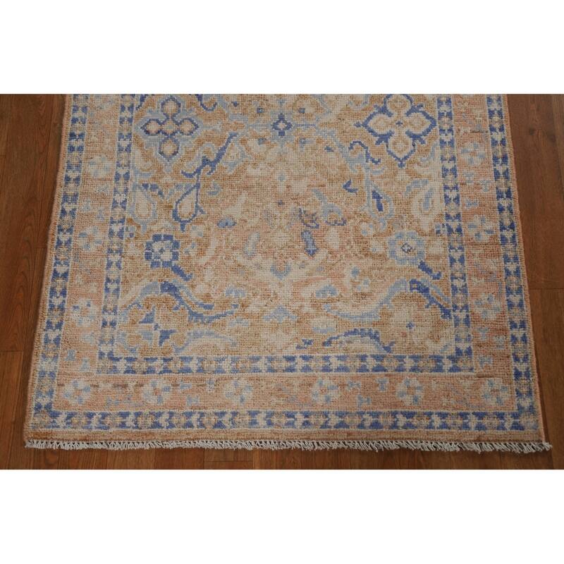 Hand Knotted Oriental 100% Wool Carpet Transitional Geometric Oranges & Rust Oushak Area Rug - 3' 11'' X 2' 11''