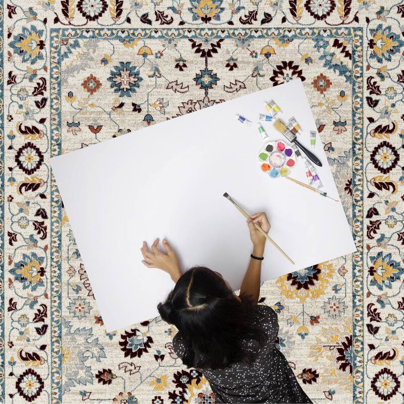 Everwash Treasure Lina Traditional Medallion Machine Washable Area Rug