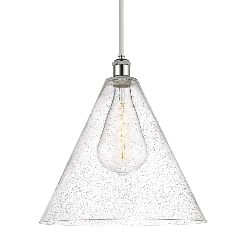 Innovations Lighting 516-1S-17-16 Berkshire Pendant Berkshire 16" Wide - White and Polished Chrome / Seedy