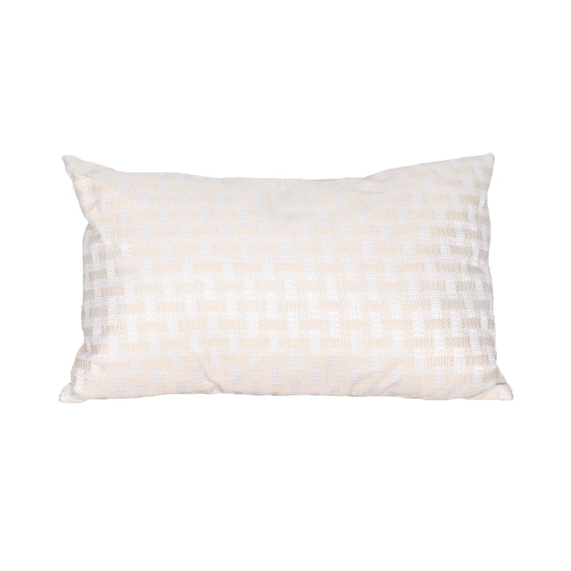 HomeRoots 13" X 21" Beige and White Checkered Polyester Zippered Pillow