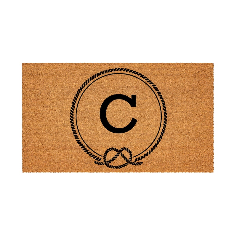 Coastal Coir Mat Nautical Monogram 28"x16" - Letter C