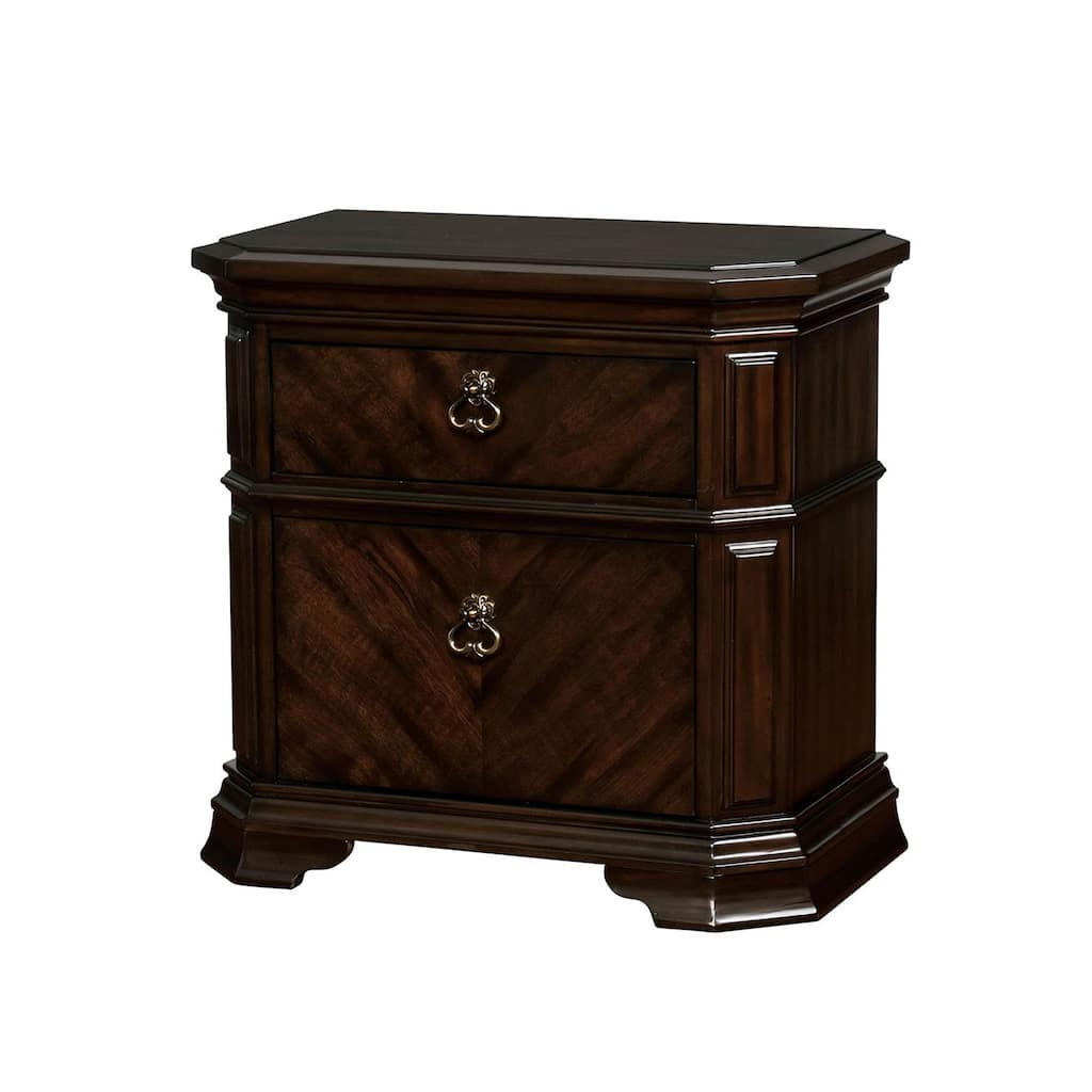 Wooden Nightstand with USB Charger in Espresso Finish