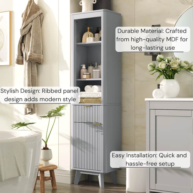 Christopher Knight Home - Modern Linen Tower with Adjustable Shelves, Drawer and Door