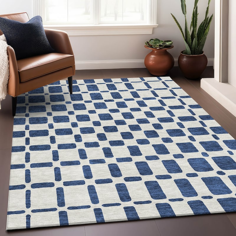 Machine Washable Indoor/ Outdoor Chantille Contemporary Geo Rug