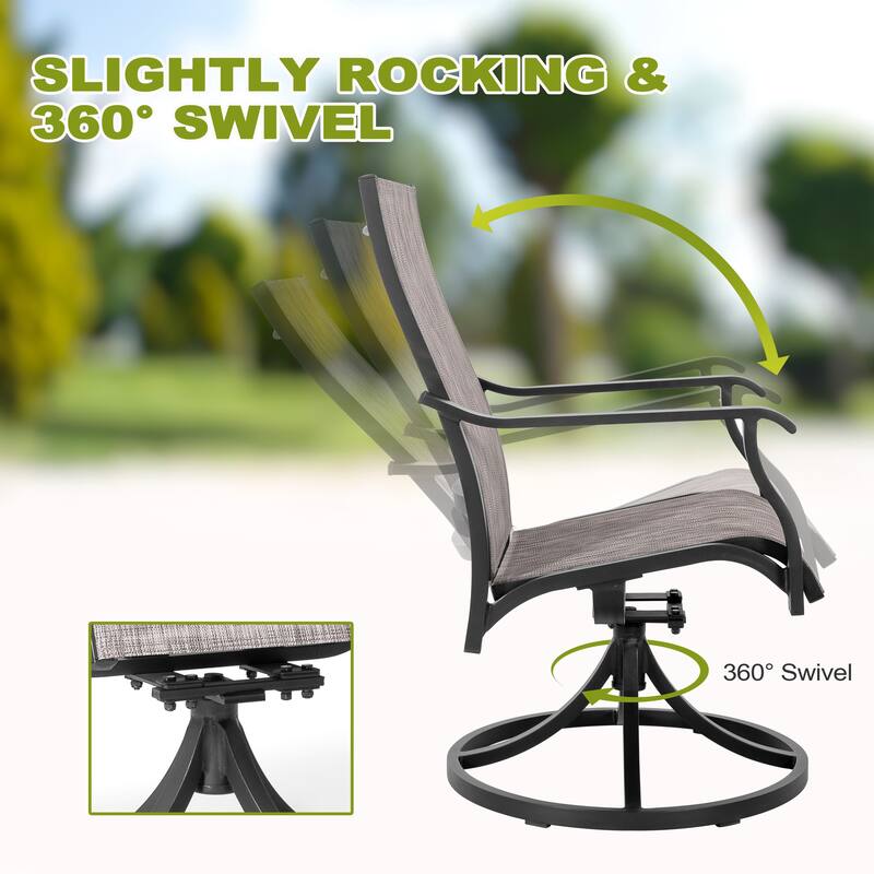 7-Piece Outdoor Aluminum Dining Set with Swivel Design