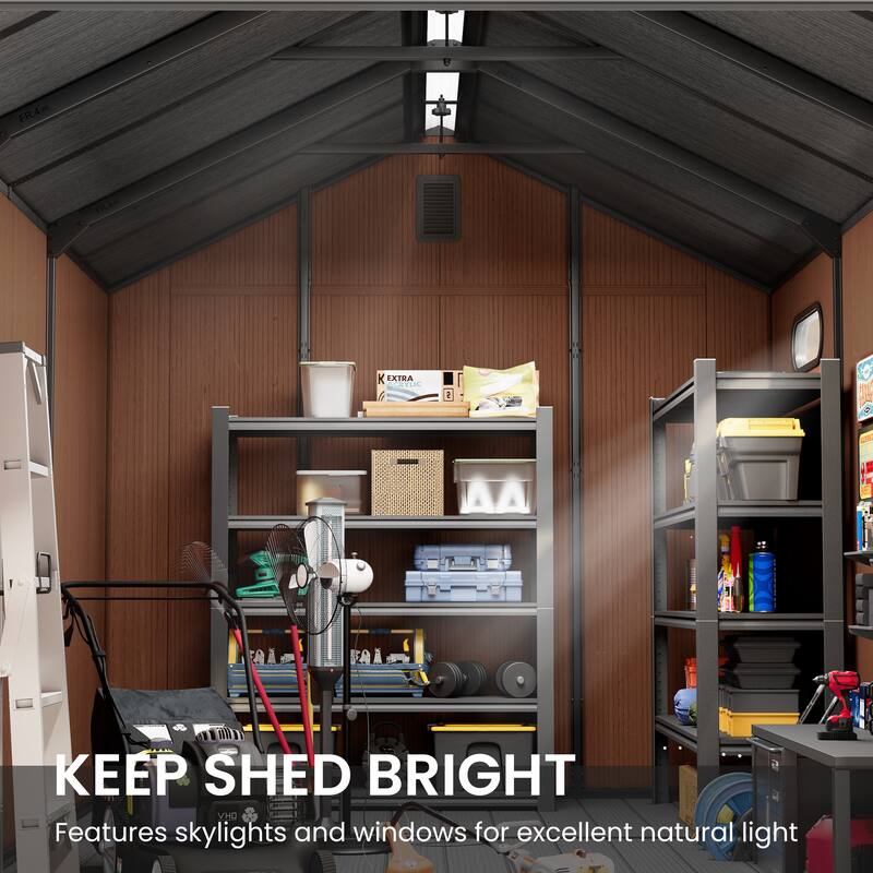 8' x 8' / 8' x 10'/ 8' x 12' Outdoor Storage Shed with Lockable Double Doors for Garden, Backyard, Patio