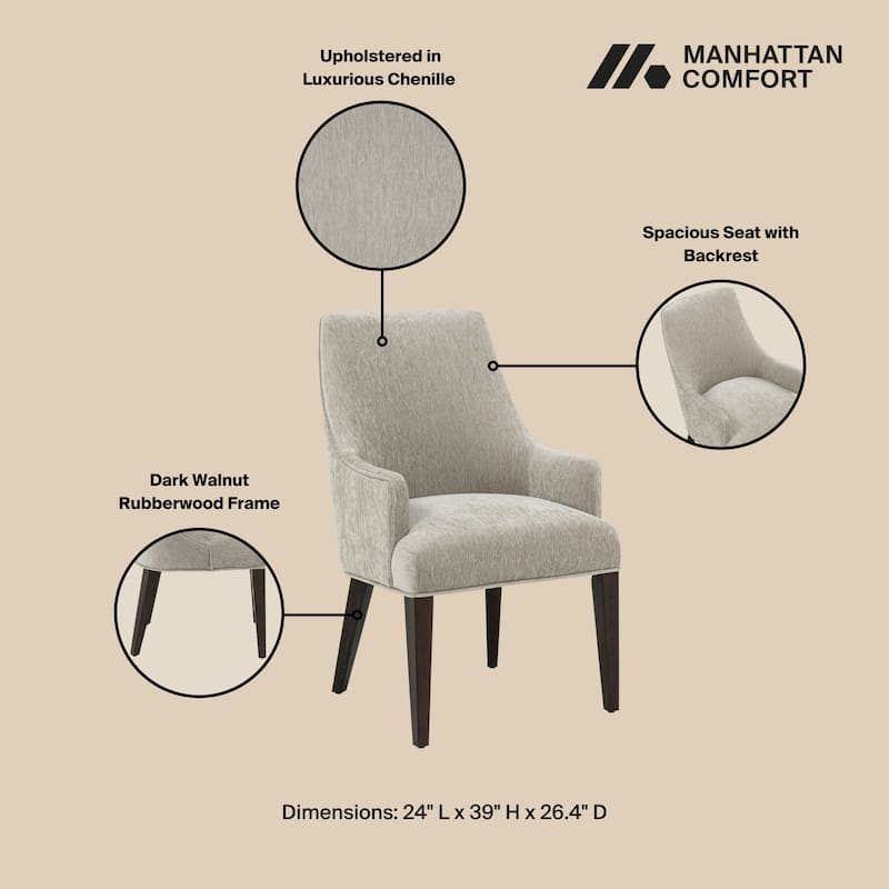 Manhattan Comfort Beever Modern Chenille Dining Armchair