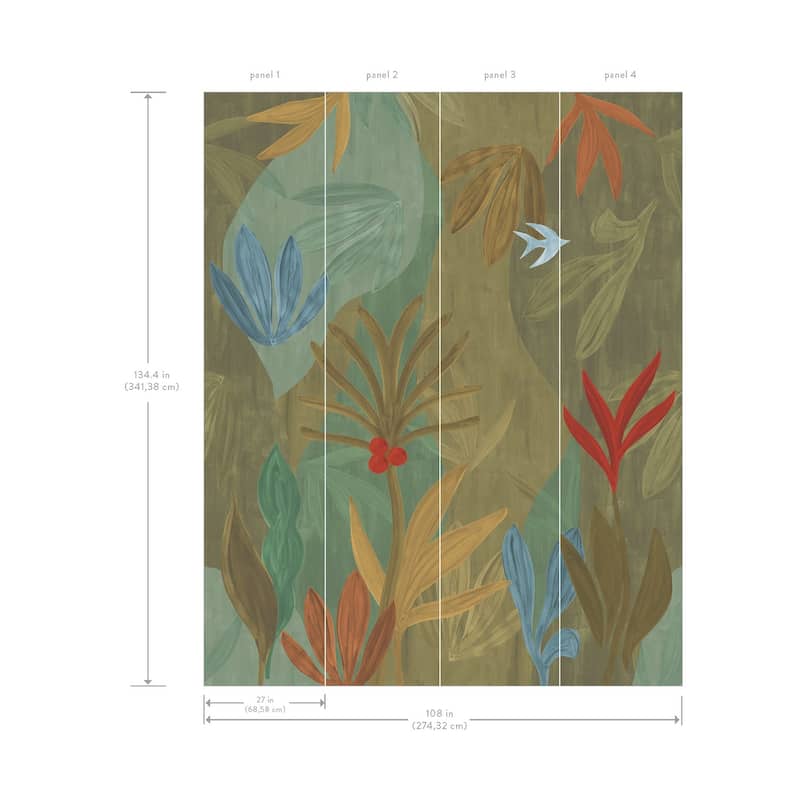 York Wallcoverings Chambord Gardens Leaf and Olive Wall Mural