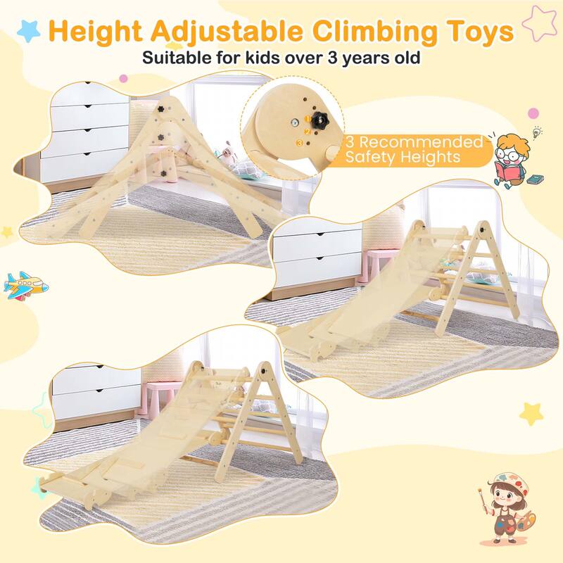 Costway 3-in-1 Triangular Climbing Toys Foldable & Height-adjustable - See Details