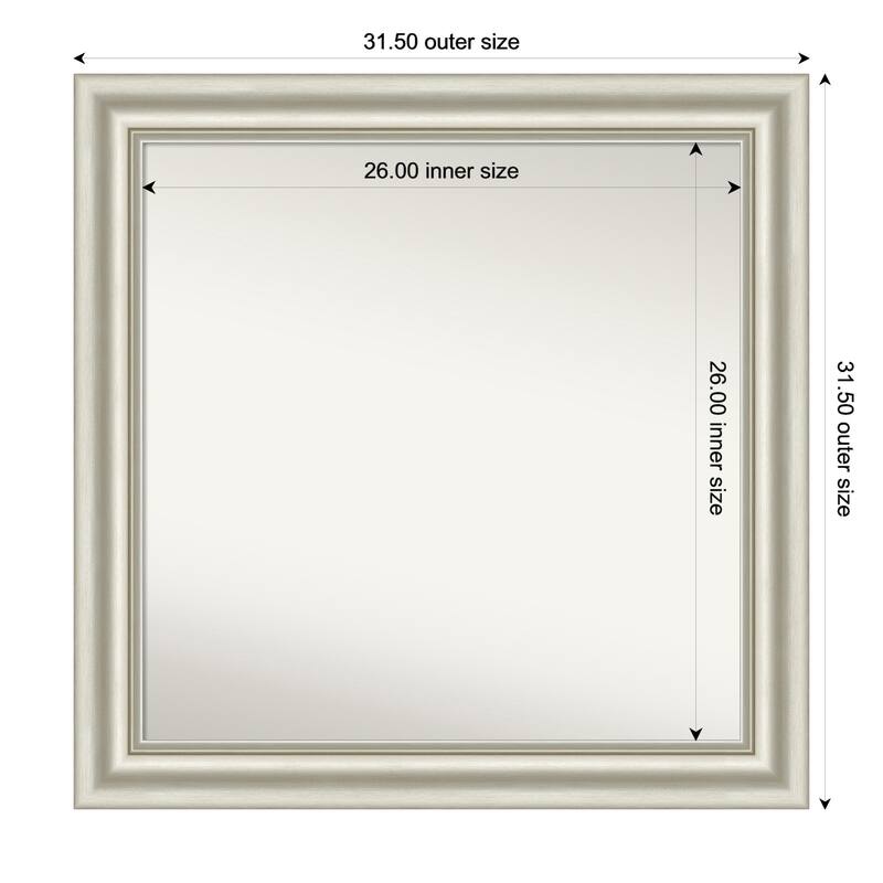Sophia Non-Beveled Framed Bathroom Vanity Wall Mirror - 32 x 32 in - Sophia Silver