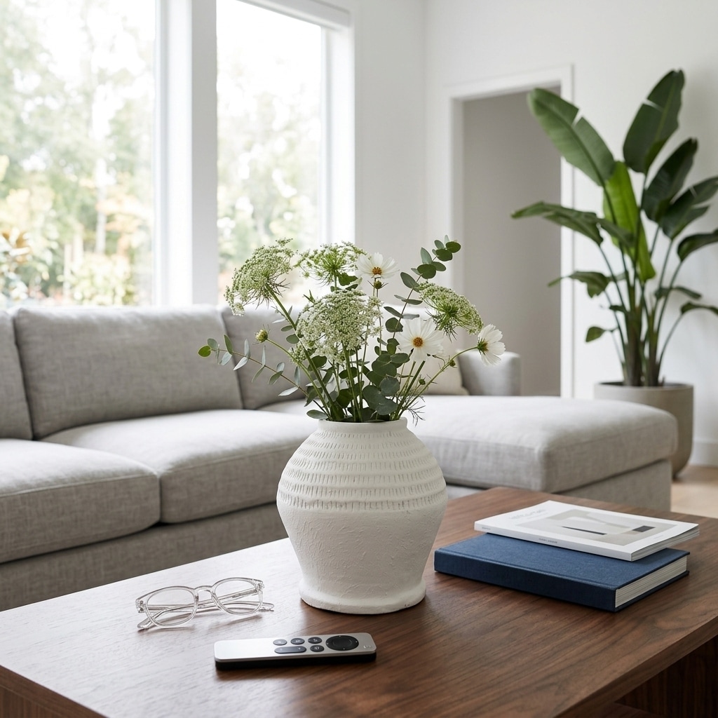 Decorative Round Dimpled Terracotta Table Vase for Living Room Decor
