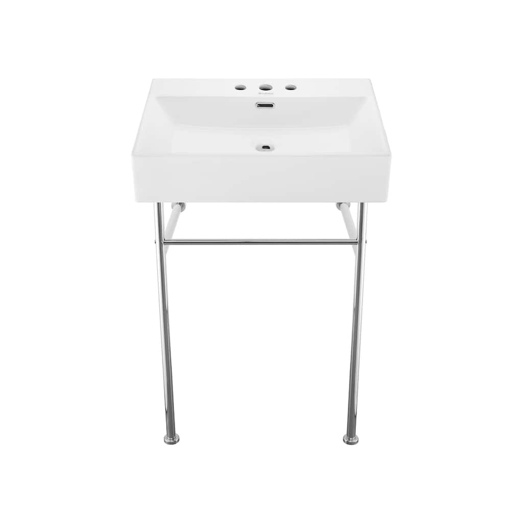 Swiss Madison SM-CS711-3 Claire 23-5/8" Rectangular Ceramic Console - Glossy White / Chrome