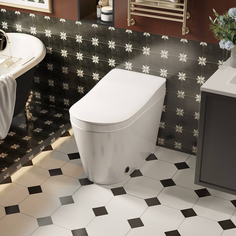 Luxury Smart Toilet with Tank, UV Sterilization, Heated Seat,Warm Air Dryer, Instant Heating Water, Night Light