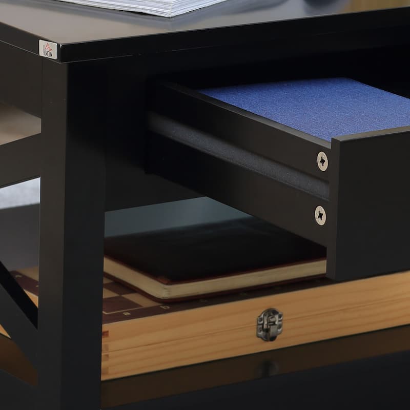 Coffee Table with Storage Drawers and Open Shelf