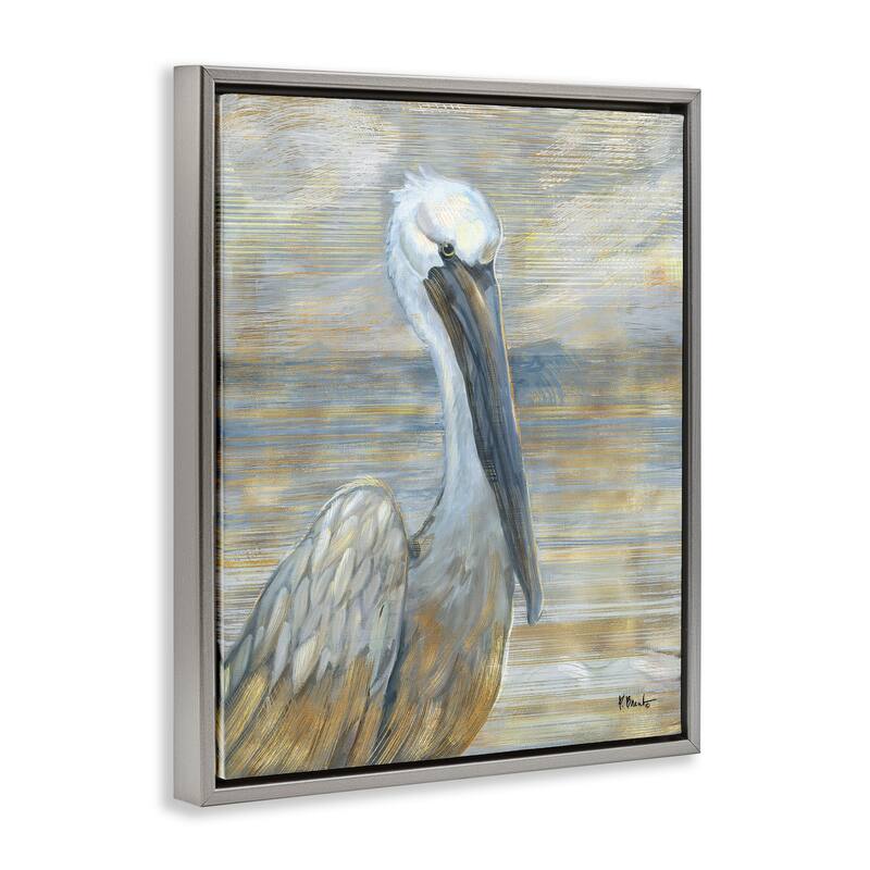 Stupell Coastal Pelican Bird Abstract Portrait Floating Framed Canvas Wall Art, Design by Paul Brent