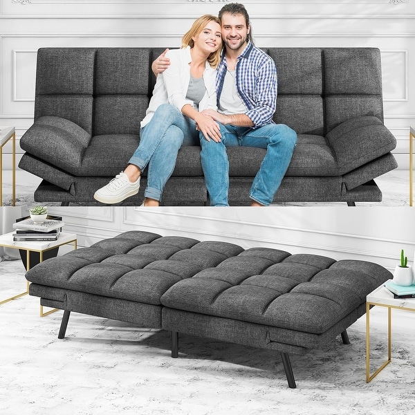 Futon Sofa Bed Modern Convertible Sleeper Couch with Adjustable Armrests for Studio Office Apartment Compact Living Room On Sale Bed Bath Beyond 37181478