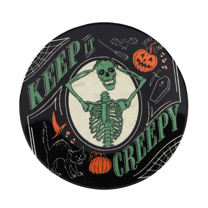 Certified International Scaredy Cat 6-inch Canape/Luncheon Plates, Set of 4 Assorted Designs - 6" Dia. x 0.75"
