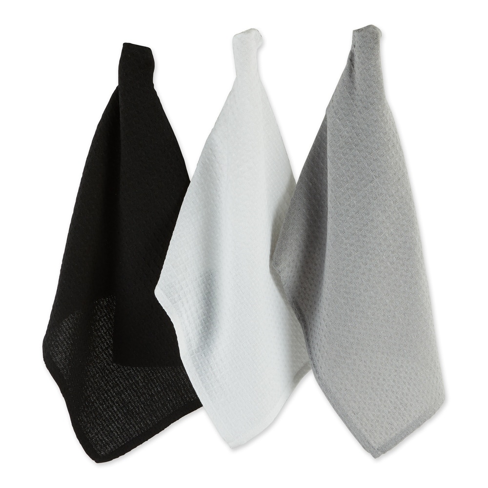 DII Black Recycled Cotton Waffle Dishtowel (Set of 6)