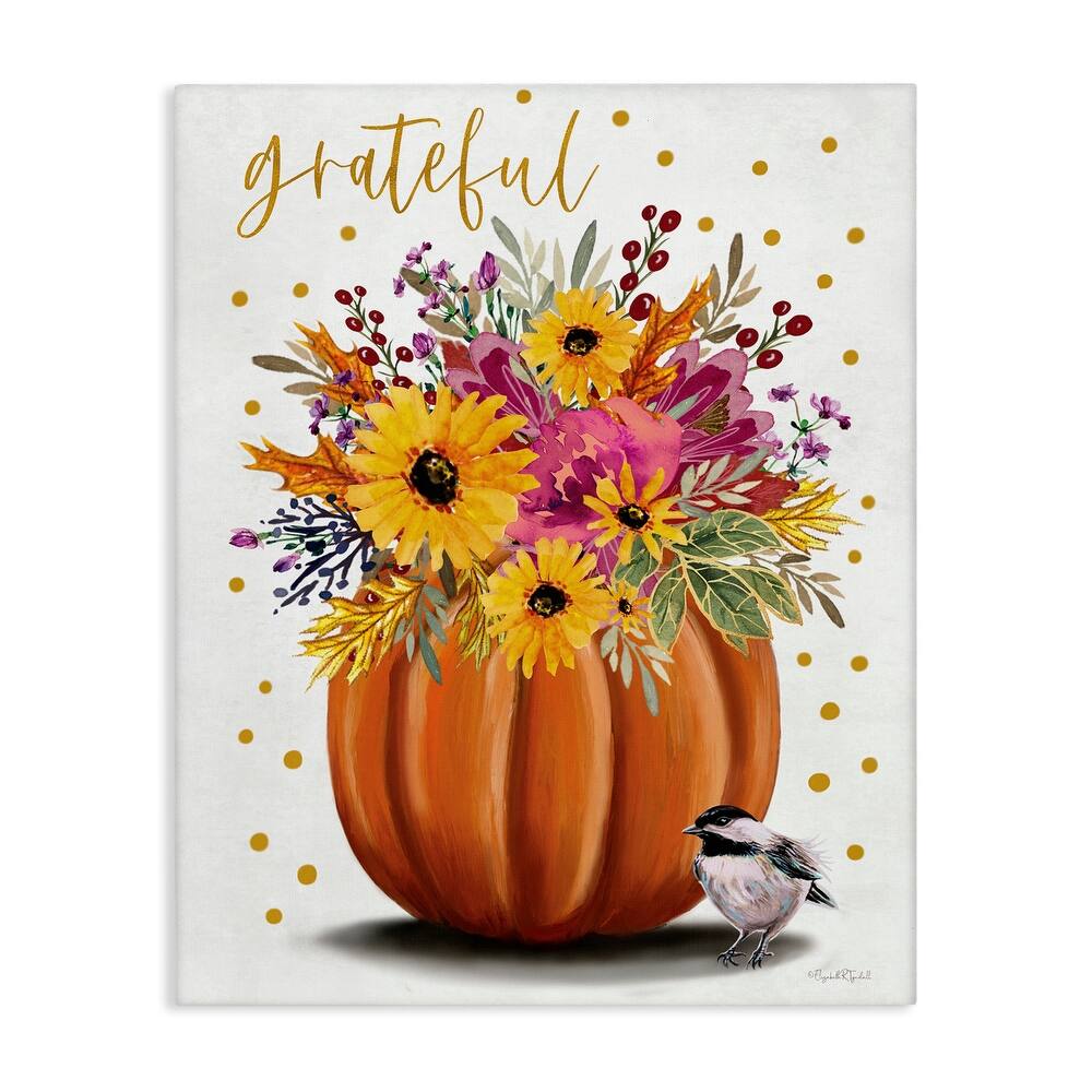 Stupell Grateful Pumpkin Bouquet Canvas Wall Art Design By Elizabeth Tyndall